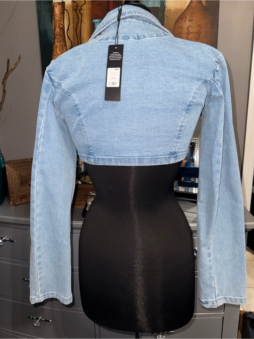 Light Blue Cropped Denim Jacket - Women's